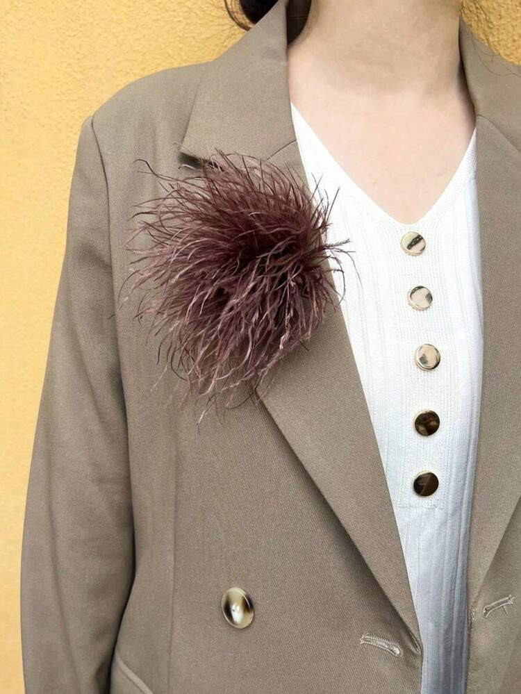 15cm hochwertiger Retro-Klassiker Kunststrauß-Federnbrosche, vielseitiger modischer Kleidungsacc... | SHEIN