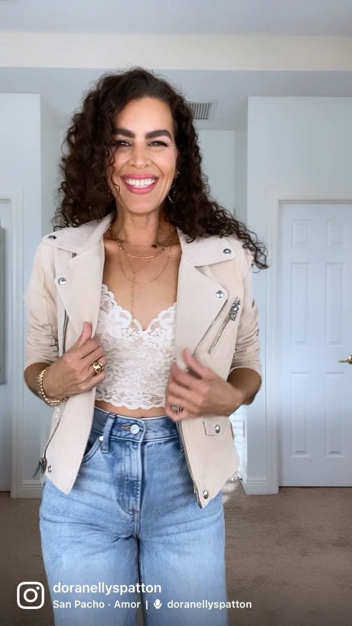 Linking skinny scarf and chain purse strap. Chain is from Coach and on sale. Straight Jeans from express and lace top are on sale too! And the suede leather jacket is under $200!
Style tips, hacks, jeans style, casual outfit, sale alert

#LTKU #LTKFind #LTKstyletip