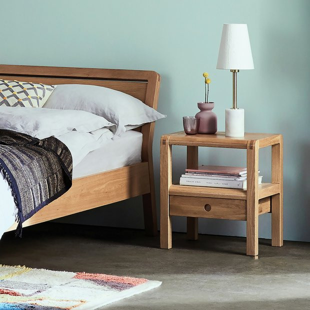 Buy Habitat Radius 1 Drawer Bedside Table - Oak | Bedside tables | Argos | argos.co.uk
