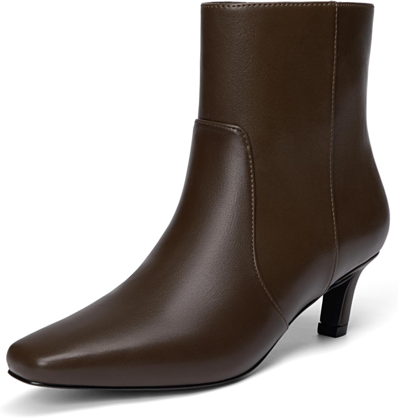 Women's Low Heel Square Toe Ankle Boots with Side Zipper | Amazon (US)