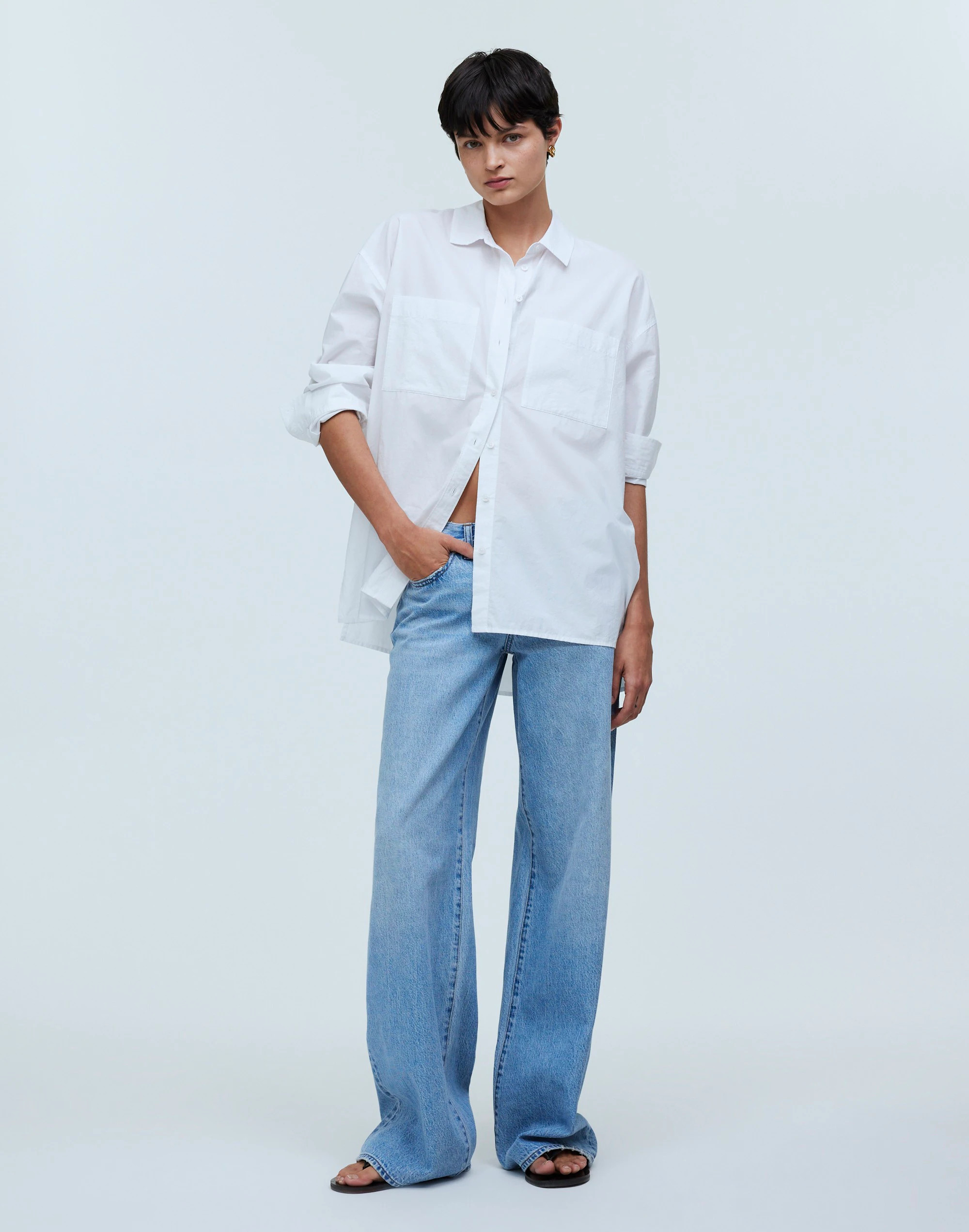 The Oversized Straight Hem Shirt in Signature Poplin | Madewell | Madewell