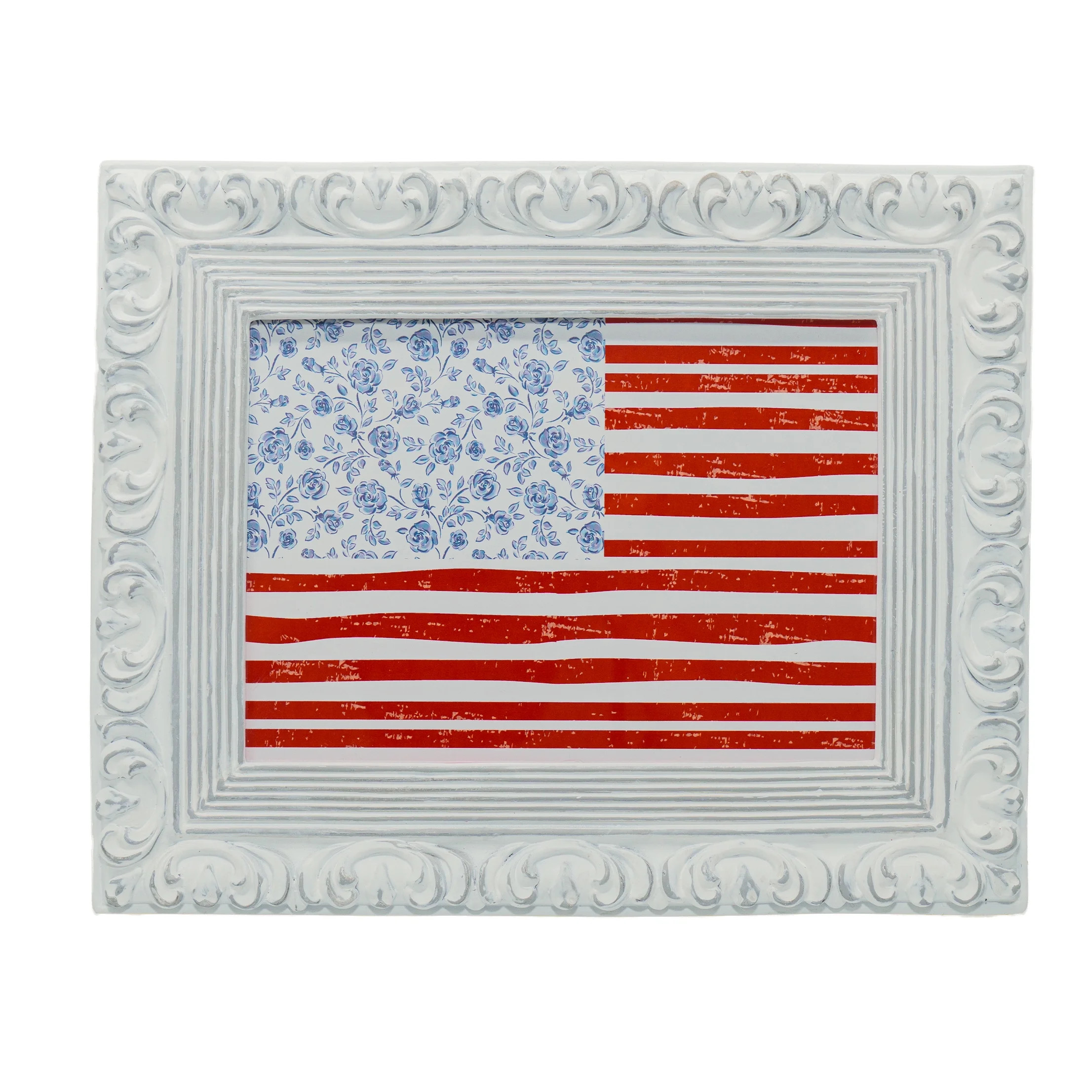 Floral Flag Hanging Sign, Red/White/Blue, 10" x 8", by My Texas House | Walmart (US)