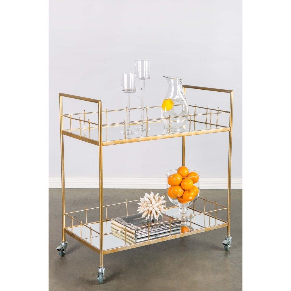 Statements by J Carrie Bar Cart, Gold, 32.5 Inch Tall (Metal/Glass) | Bed Bath & Beyond