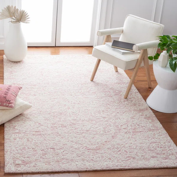 Humansville Handmade Tufted Wool Pink Area Rug | Wayfair Professional