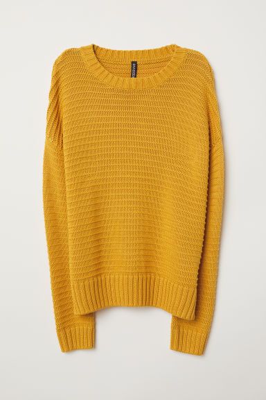 H & M - Textured-knit Sweater - Yellow | H&M (US + CA)