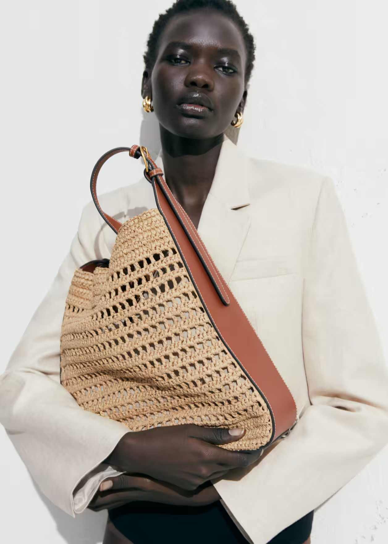 Natural fiber sack bag -  Women | Mango USA | MANGO (US)