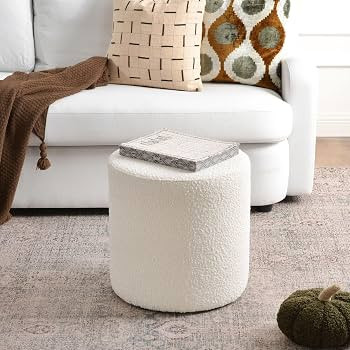 KINWELL Modern Round Boucle Upholstered Ottoman Set of 2, Multi-Functional Sofa Footrest, Side Ta... | Amazon (US)