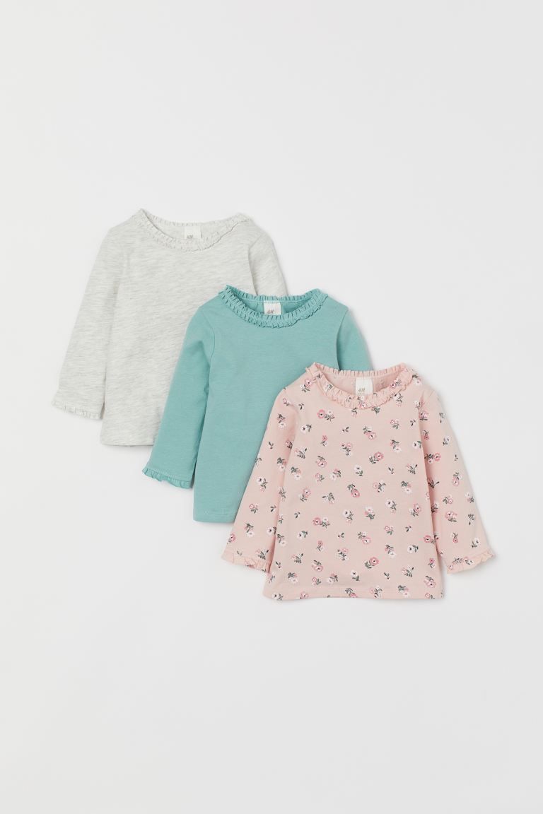 3-pack Ruffle-trimmed Tops | H&M (US + CA)