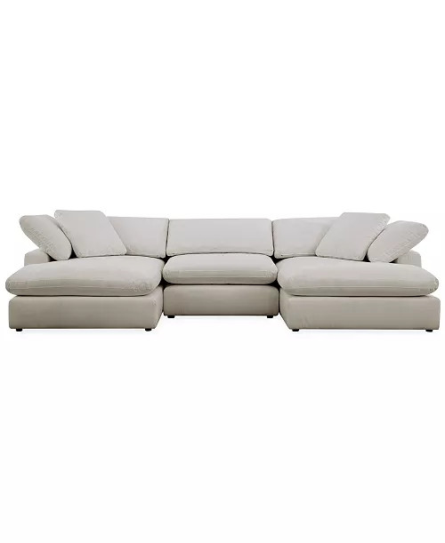 Fog 3-Pc. Fabric Double Chaise Sectional Sofa Set - Macy's | Macy's