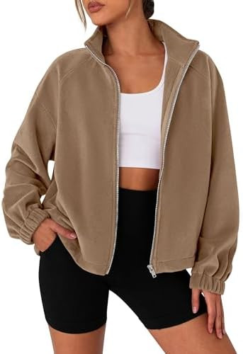 PRETTYGARDEN Womens 2026 Winter Fleece Sherpa Jacket Trendy Long Sleeve Zip Up Cropped Warm Coat ... | Amazon (US)