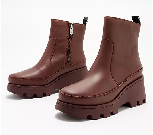 Make Your Selection: Cougar Waterproof Leather Heeled Ankle Boots - Villa | QVC