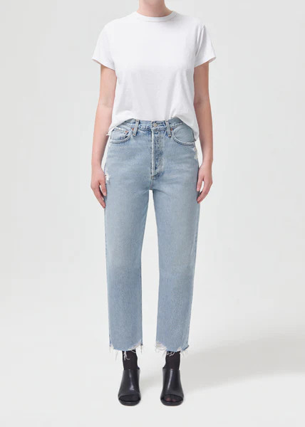 90's Crop Mid Rise Straight in Nerve | AGOLDE