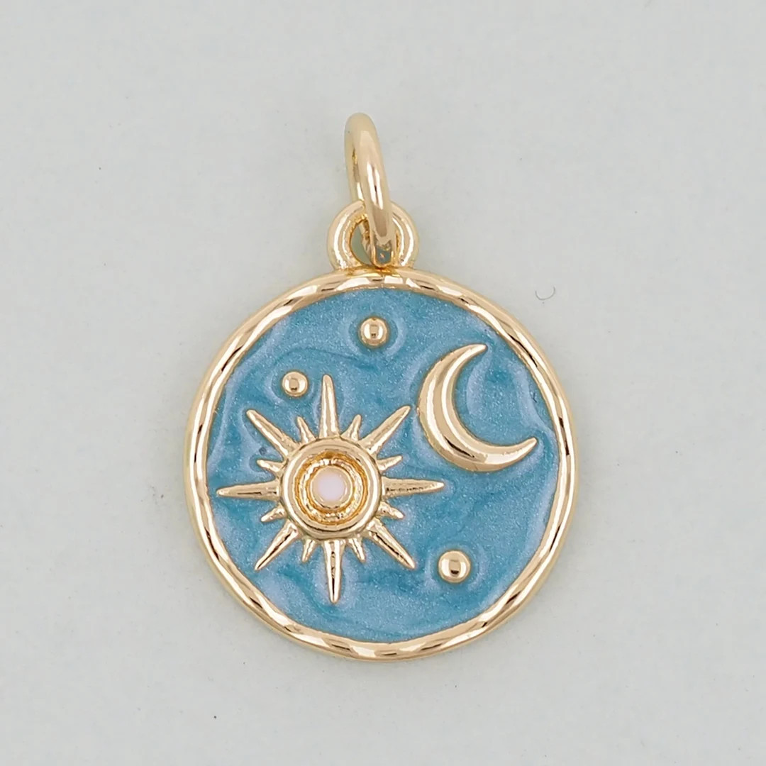 Gold Celestial Charms,18k Gold Filled Sun Pendant,moon Charm Bracelet Necklace for DIY Jewelry Ma... | Etsy (US)