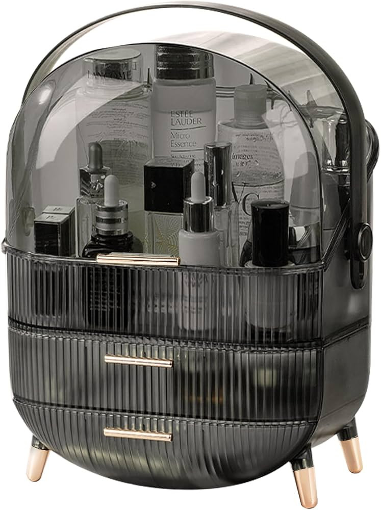 Make up Organizers and Storage, Makeup Organizer for Vanity, Cosmetics Skincare Organizers with Lid and Drawers, Cosmetic Display Cases for Countertop, Dresser, Ideal Gifts for Women(Black) | Amazon (US)