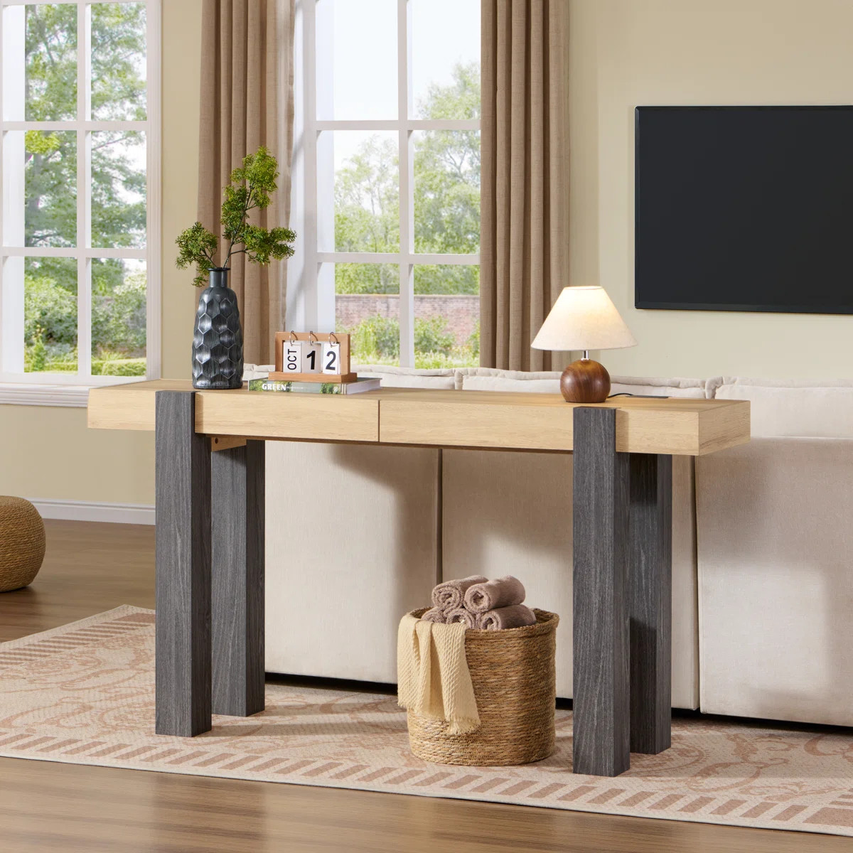 63'' Farmhouse Console Table With Wooden Narrow Design And Extra Long Structure For Living Room &... | Wayfair North America