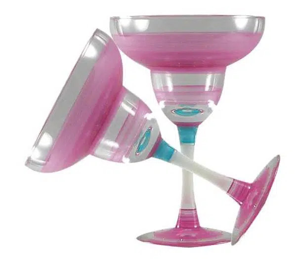 Pink Golden Hill Studio Cottage Retro Stripe 2 - Piece 7oz. Glass Margarita Glass Glassware Set (... | Wayfair North America