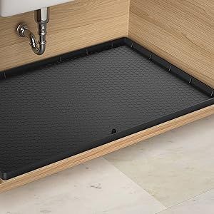 Under The Mat Sink - 31" x 22" Waterproof Kitchen Cabinet Mat - Flexible Silicone Under Sink Line... | Amazon (US)