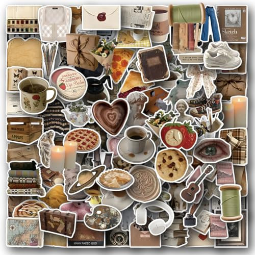 sxdaizjsym 120Pcs Vintage Aesthetic Stickers, Cute Retro Journaling Scrapbooking Stickers Pack for Adult Women Teen Grils, Waterproof Vinyl Decals for Water Bottle Laptop Computer Phone Case | Amazon (US)