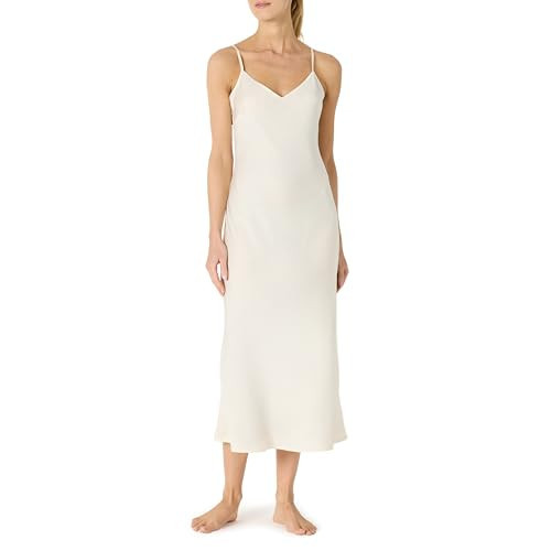 Amazon Essentials Women's Satin Sleepwear Mini Nightgown, Ivory, Large | Amazon (US)