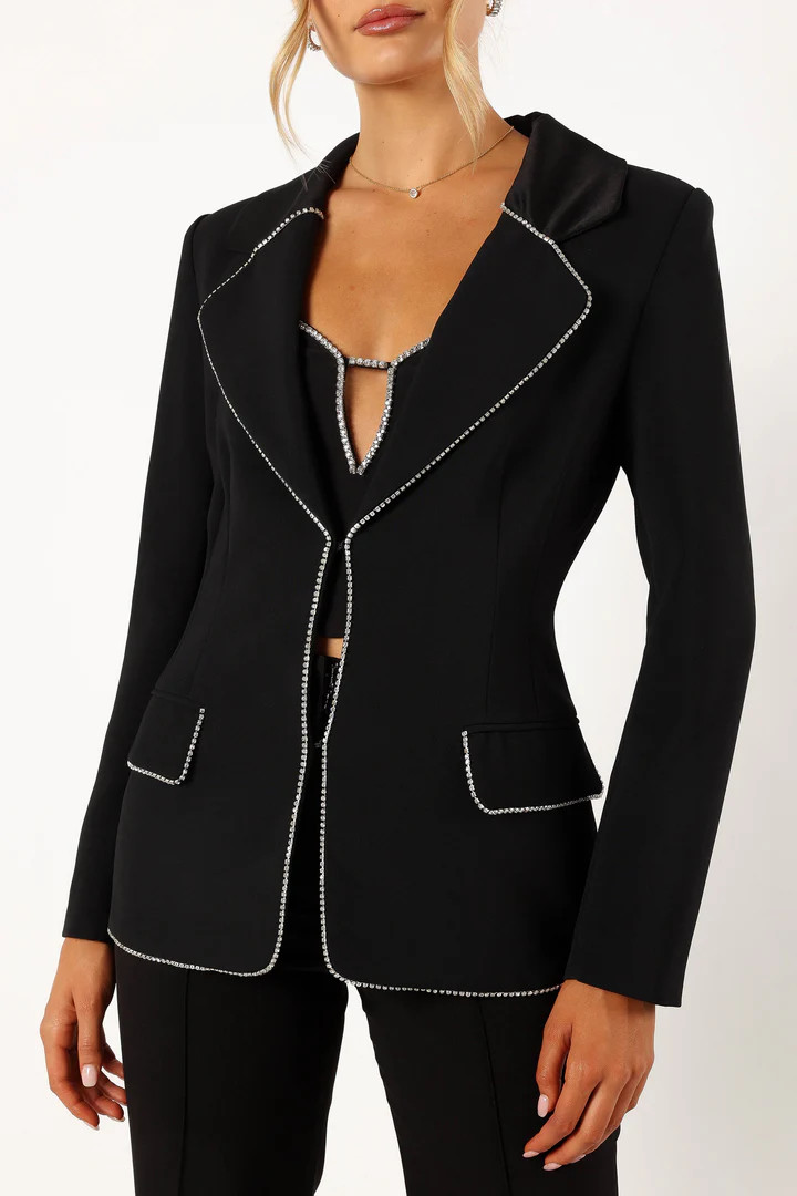 Shiloh Crystal Embellished Blazer - Black | Petal & Pup (US)