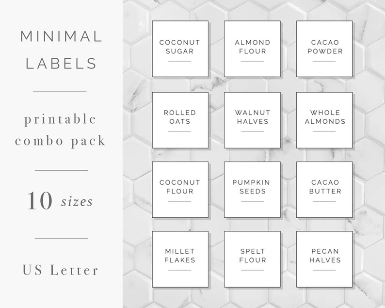 Editable Label Bundle | 10 Label Sizes | US Letter | Minimal Labels | Editable Labels | Printable... | Etsy (US)