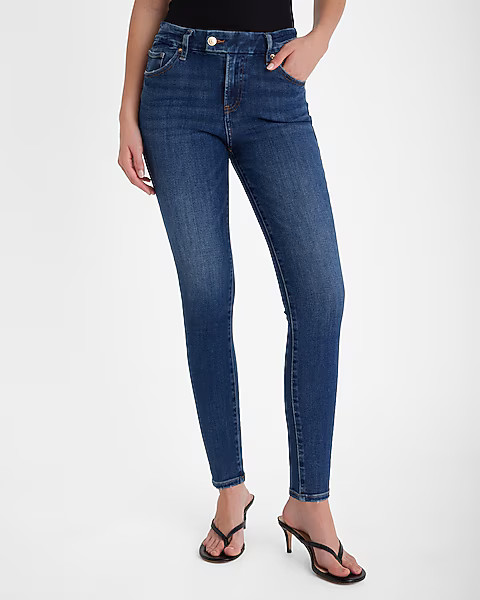 Mid Rise Dark Wash FlexX Skinny Jeans | Express