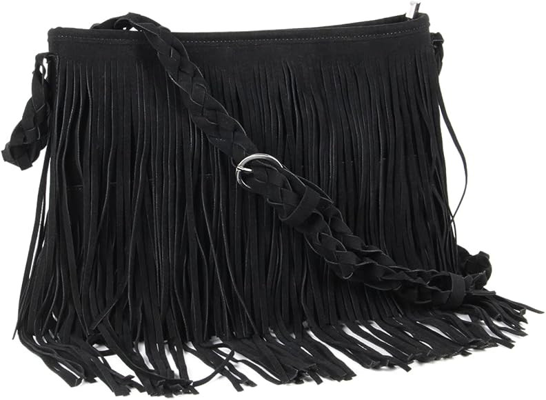 Fecialy Faux Suede Fringe Crossbody Bags for Women Western Hippie Shoulder Bag Messenger Bag Slin... | Amazon (UK)