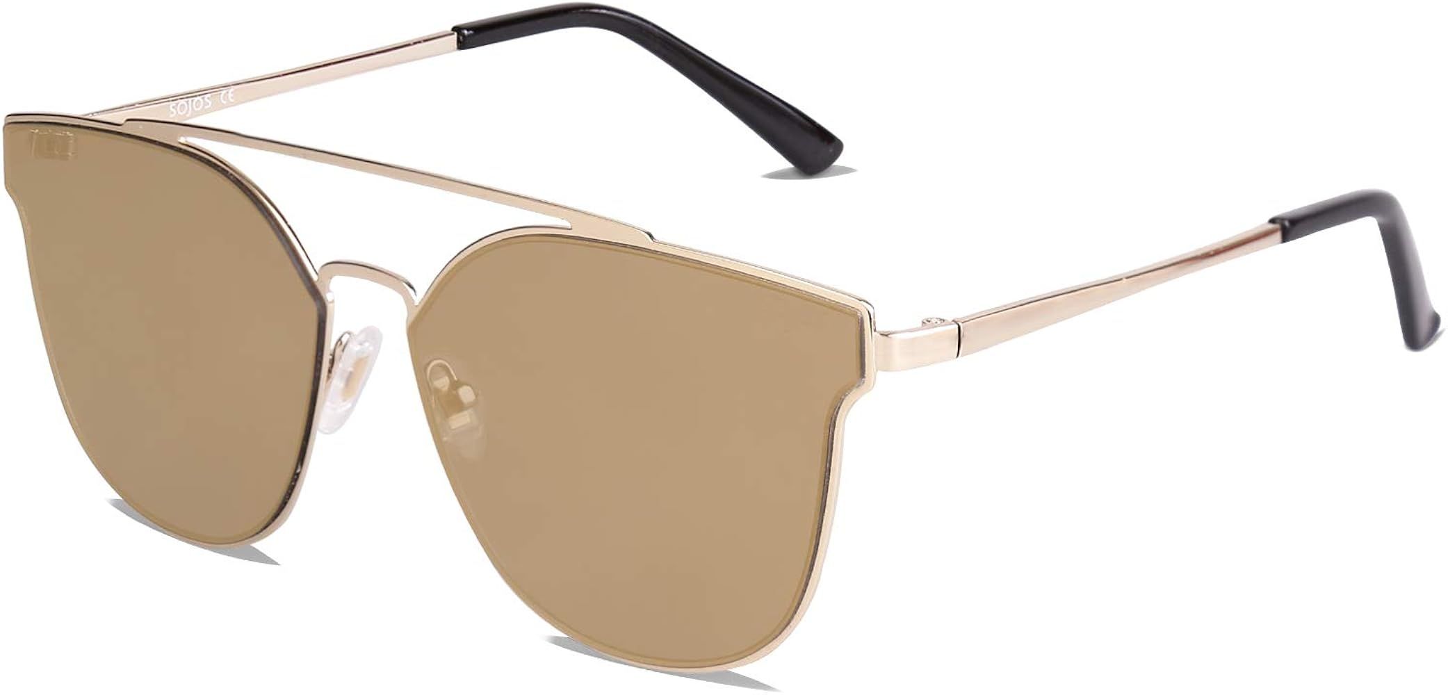 SOJOS Fashion Cateye Reflective Sunglasses Mirrored For Women Trendy Designer Style Flat Lenses S... | Amazon (US)