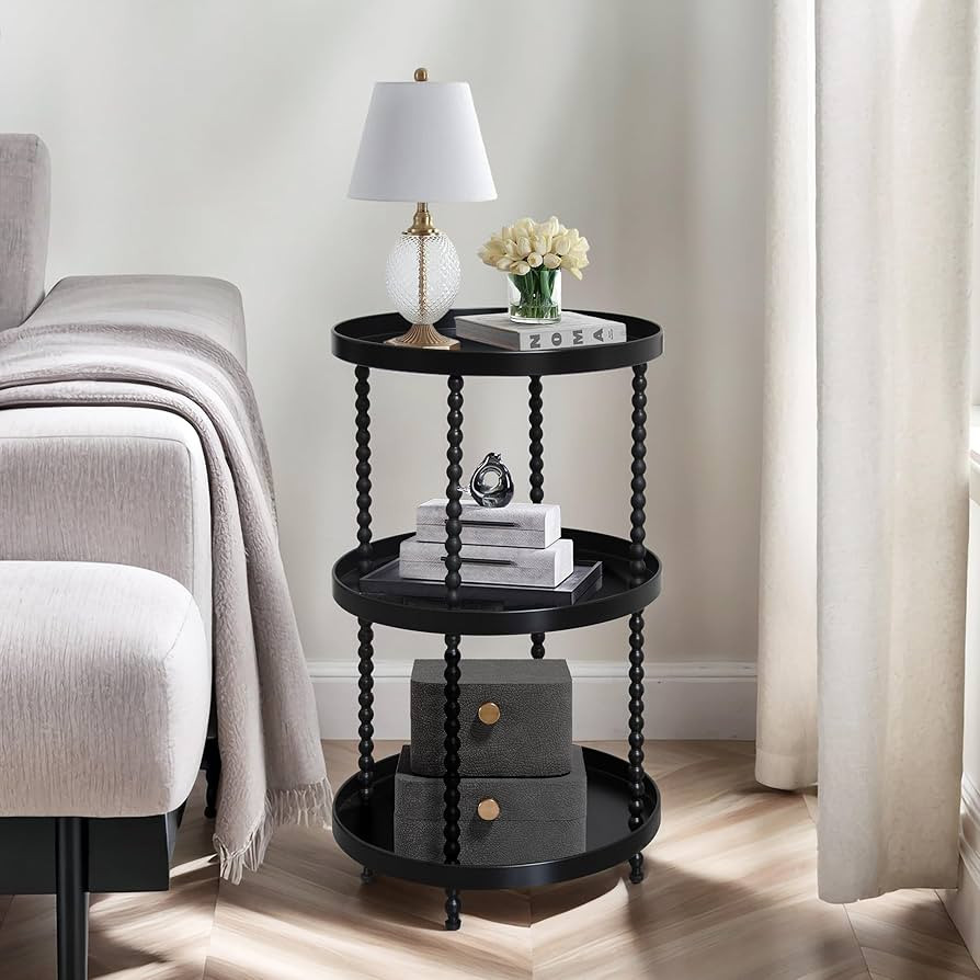 Small Side Table, 3-Tier Round Metal Couch End Table, Corner Coffee Table for Small Space, Living... | Amazon (US)