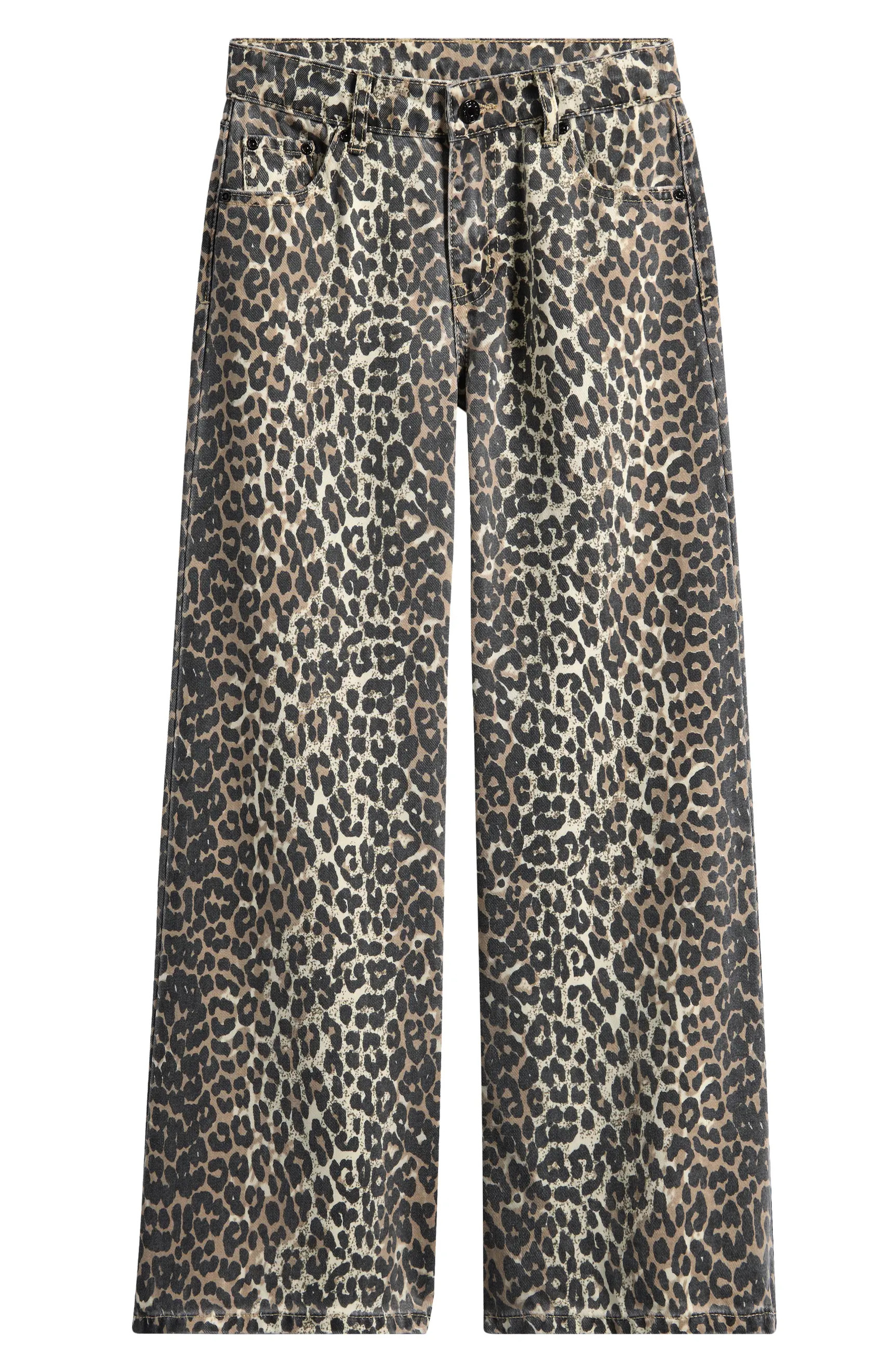 Tractr Kids' Leopard Print Wide Leg Jeans | Nordstrom | Nordstrom