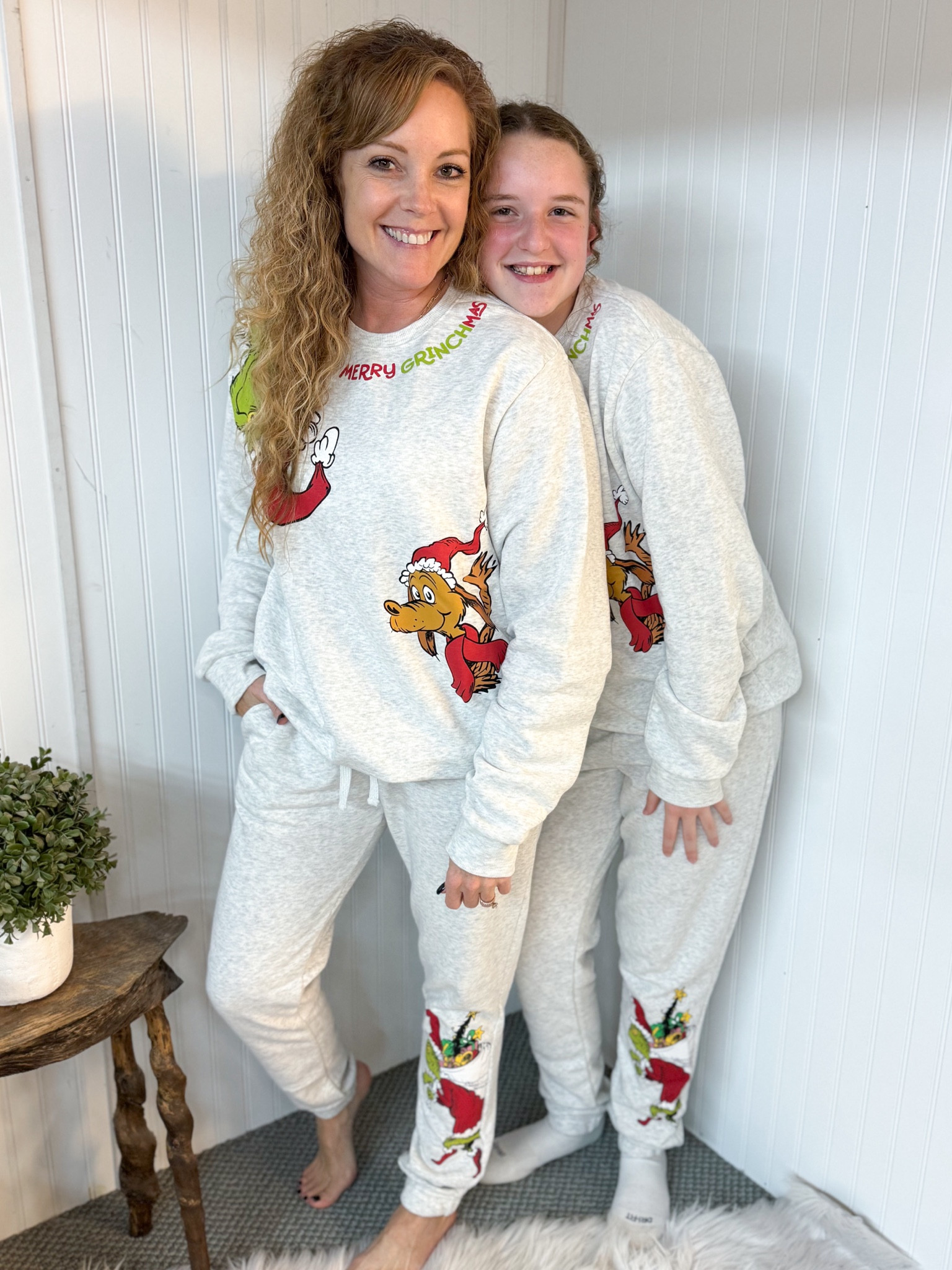 Grinch Family Christmas Pajamas - Matching Couple Pajama Sets With Socks  for Men and Women