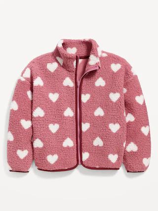 Cozy Sherpa Printed Zip-Front Jacket for Girls | Old Navy (US)