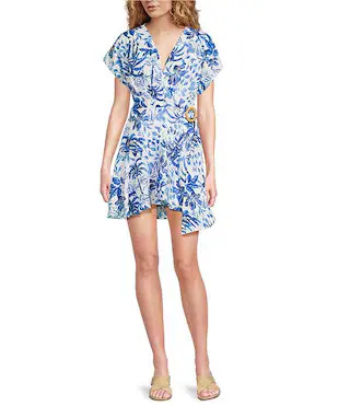 J.Marie Hayden V-Neck Flutter Sleeve Wrap Romper | Dillard's | Dillard's