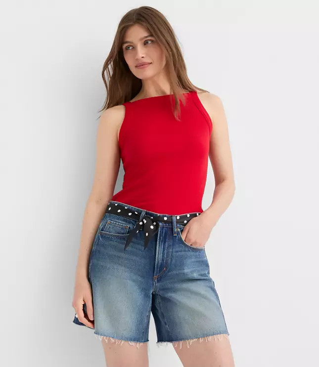 Perfect Ribbed Apron Neck Tank Top | LOFT
