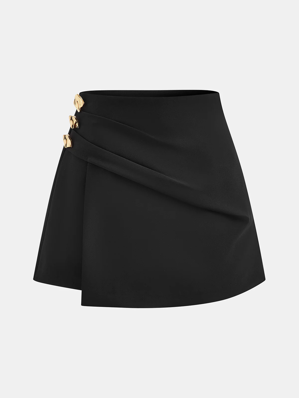 Metal Detail Asymmetric Skort | Commense