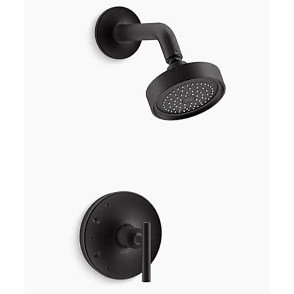KOHLER Purist Matte Black 1-handle Single function 4-in Round Shower Faucet | K-TS14422-4-BL | Lowe's