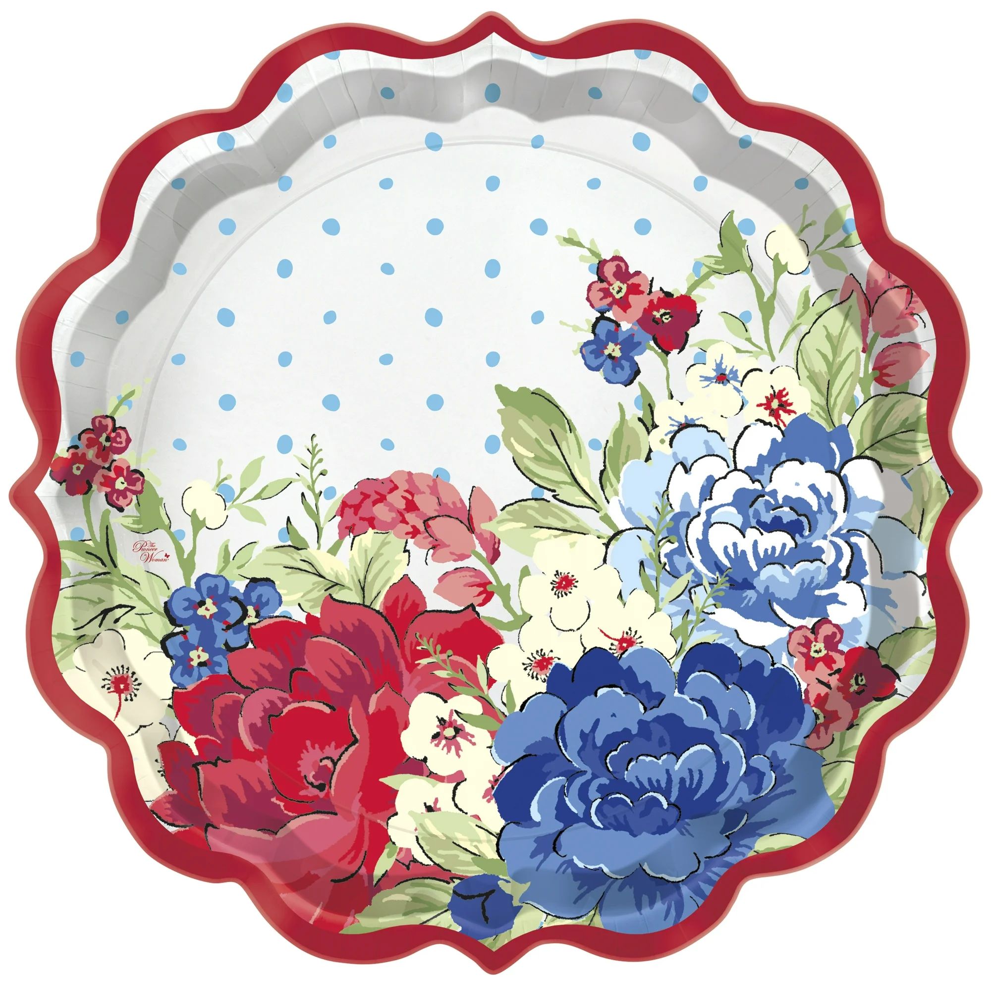 Pioneer Woman Red White and Blue Floral Patriotic Paper Dessert Plates, 8in, 12ct | Walmart (US)