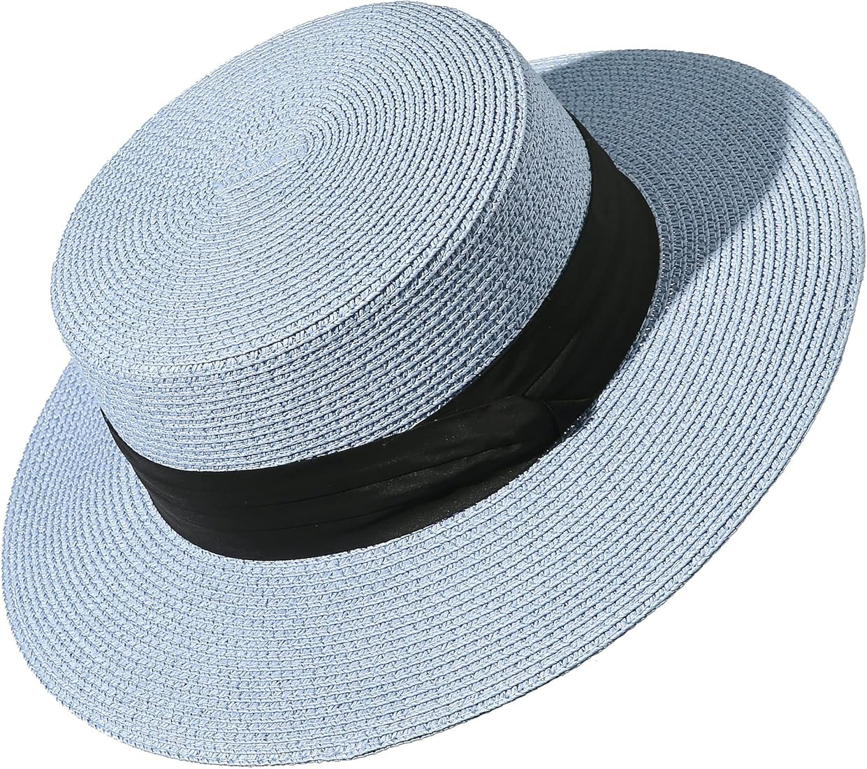 Lanzom Sun Hats for Women Wide Brim Straw Boater Hat Foldable Packable Beach Hat for Summer | Amazon (US)