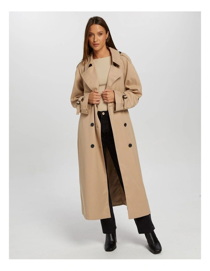 Chloe Double Breasted Trench Coat in Beige | Myer