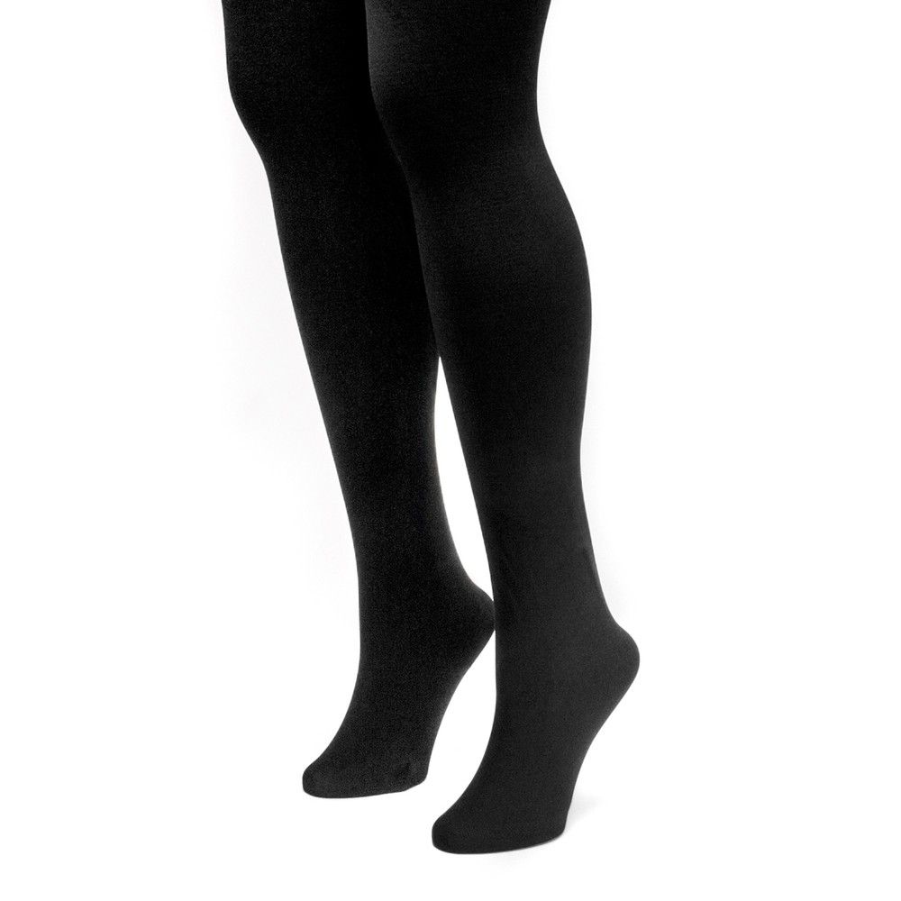 Women's Muk Luks Fleece Lined 2pk Tights - Black S | Target