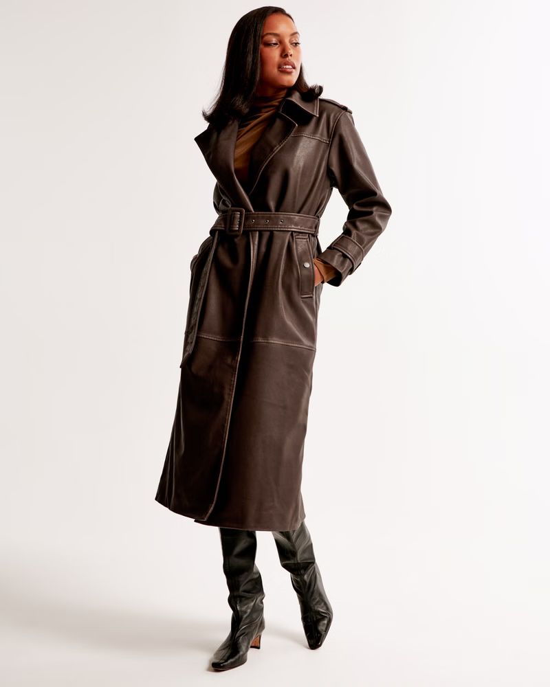 Vol. 28 Vegan Leather Trench Coat | Abercrombie & Fitch (US)