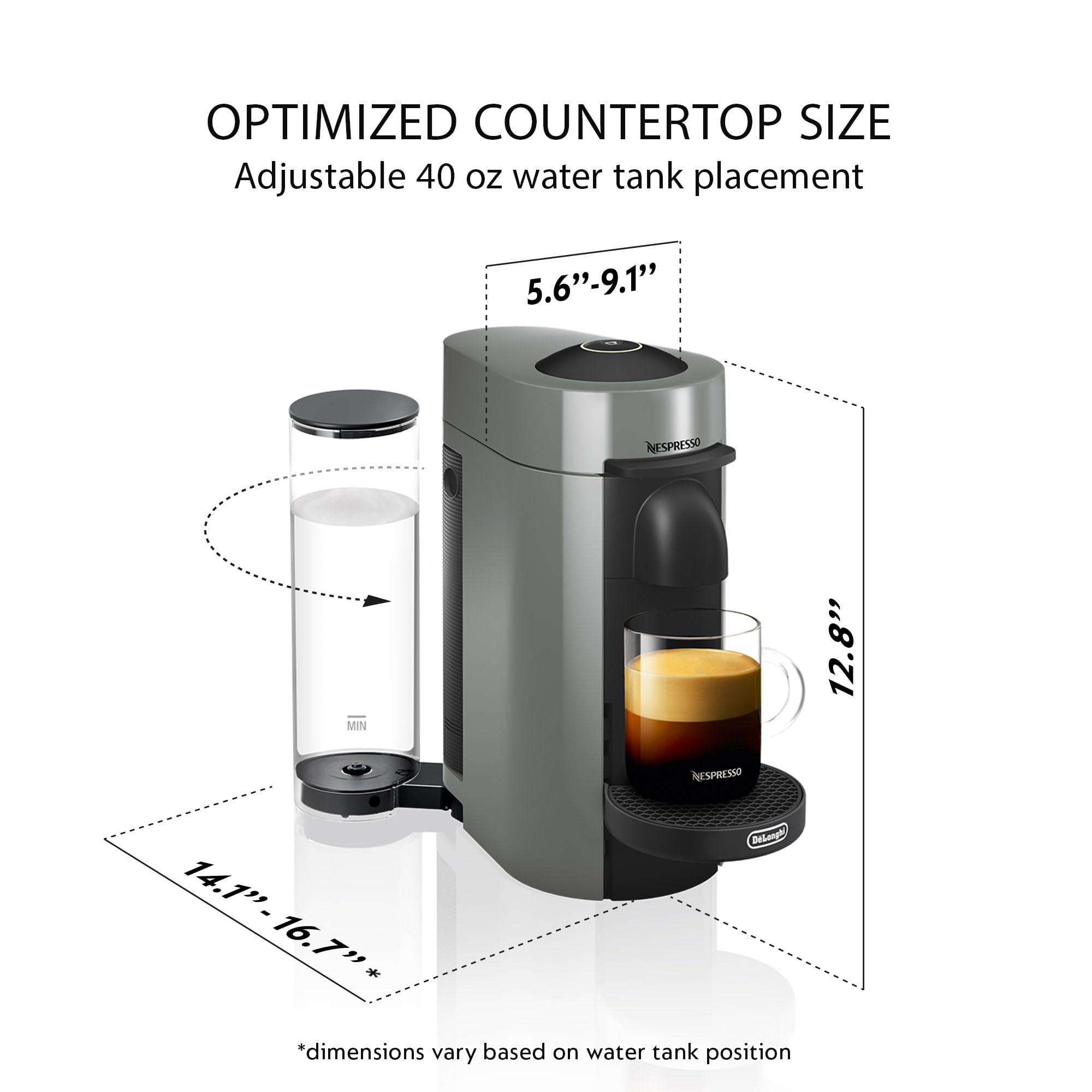 Nespresso Vertuo Plus Coffee and Espresso Maker by De'Longhi, Grey | Amazon (US)