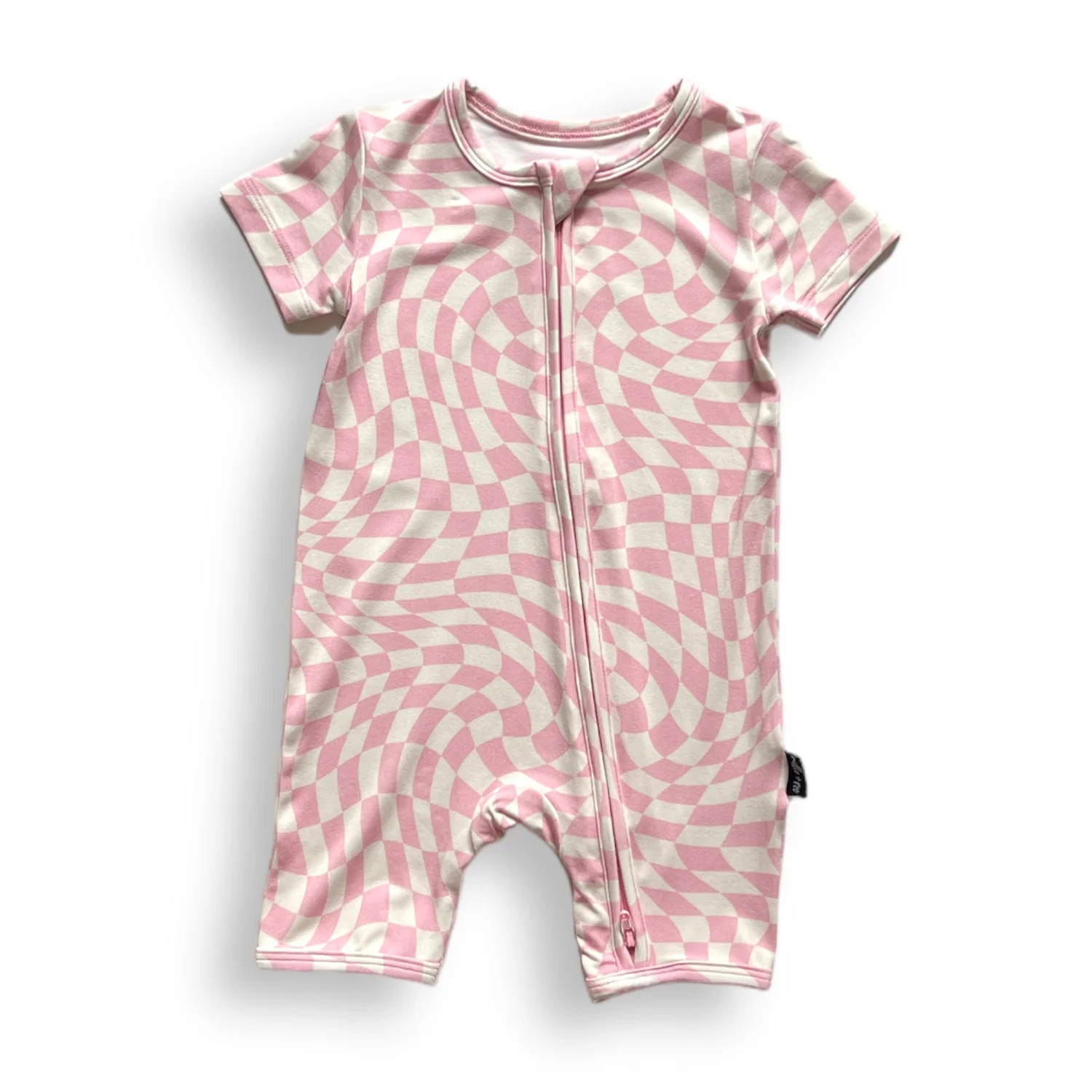 ZIP SHORTIE- Pink Dizzy Check | millie + roo