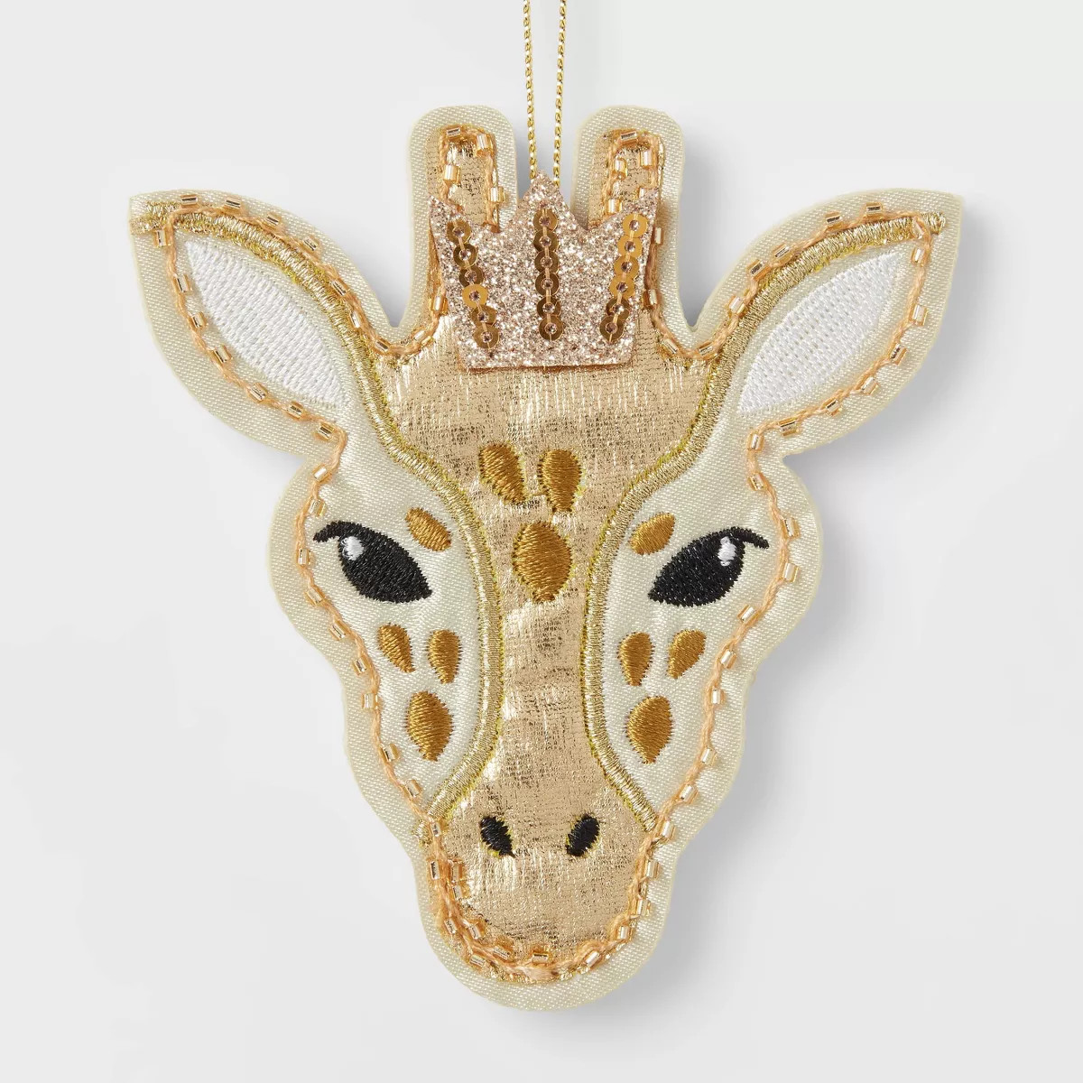 Stitched Fabric Giraffe Head with Beads Christmas Tree Ornament Gold - Wondershop™ | Target