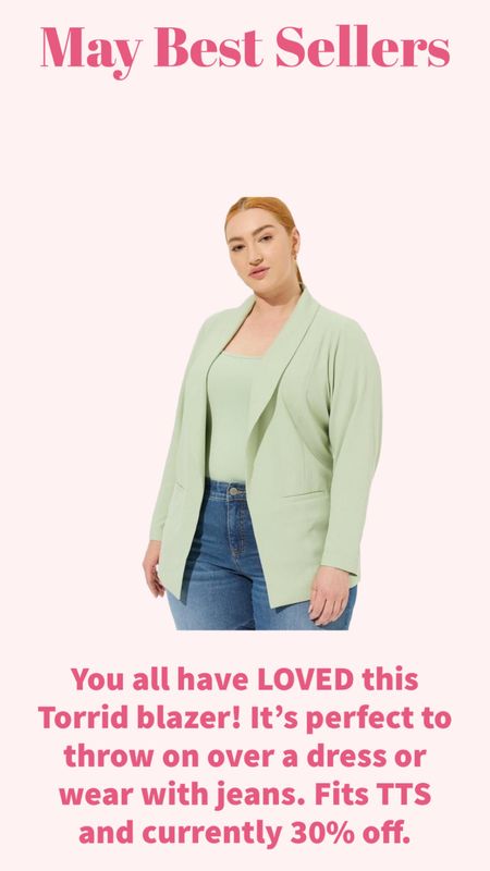 You all have LOVED this Torrid blazer! It’s perfect to throw on over a dress or wear with jeans. Fits TTS and currently 30% off. 

#LTKPlusSize #LTKFindsUnder100 #LTKSaleAlert