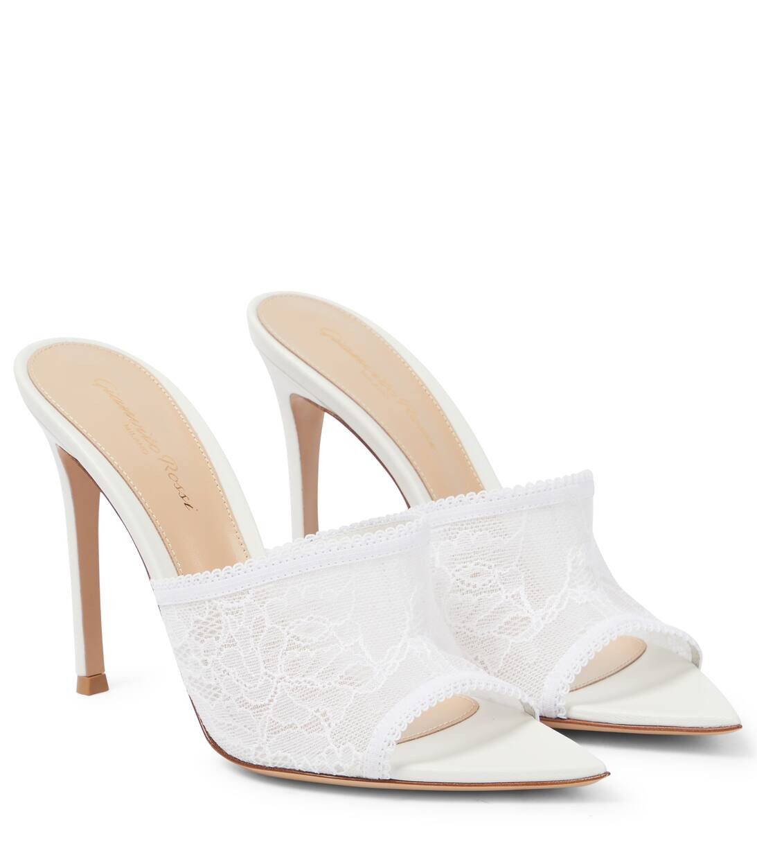 Lace-trimmed leather sandals | Mytheresa (US/CA)