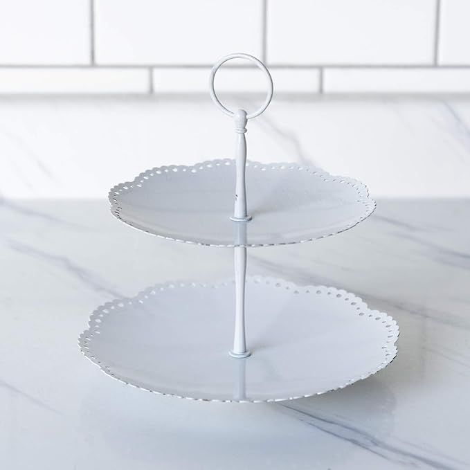 VIP MT3168 Two Tiered Tray, 9-inch Diameter, White, Metal | Amazon (US)