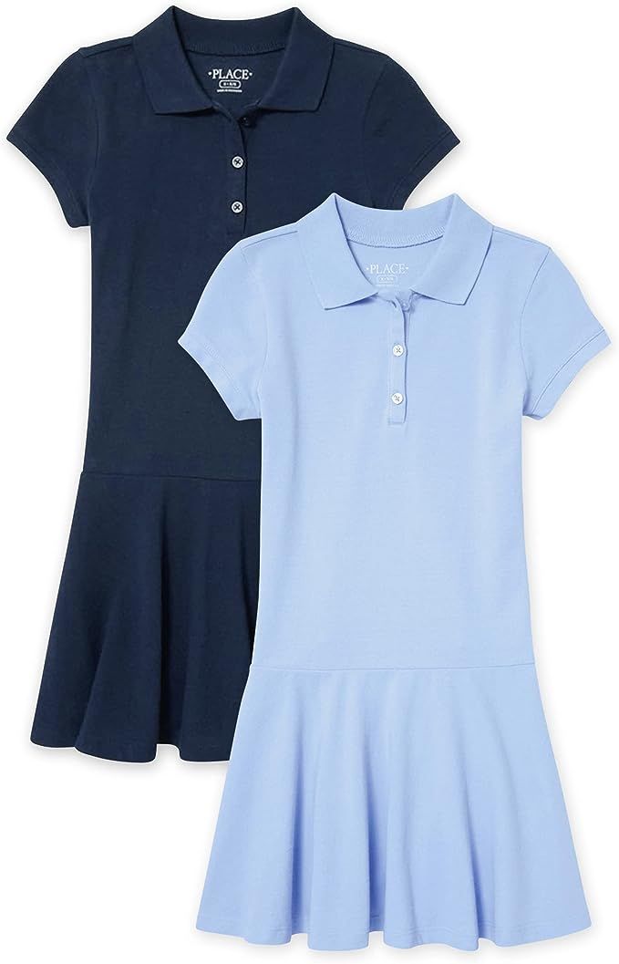 The Children's Place Girls' Short Sleeve Picque Polo Dress 2-Pack | Amazon (US)