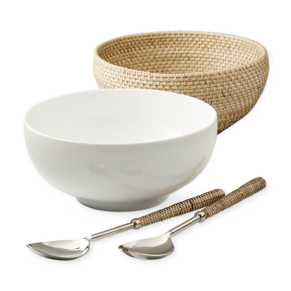 Light Woven Salad Bowl &amp; Servers | Williams-Sonoma