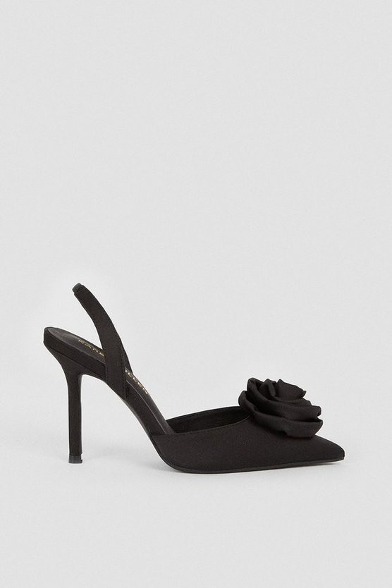 Flower Detail Court Slingback Heel | Karen Millen US